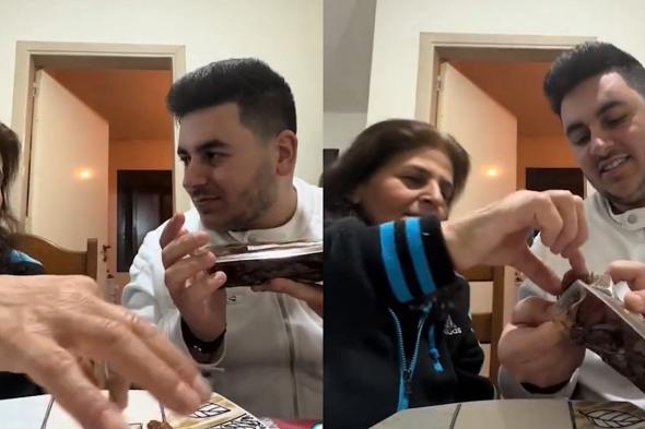 شاب لبناني يقوم بتجربة التمر السعودي لأول مرة مع والدته .. فيديو