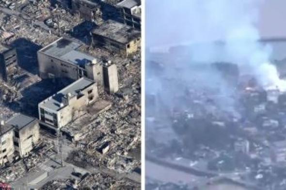 تراند اليوم : شاهد.. لقطات جوية لحجم الدمار الهائل الذي خلفه زلزال ‎اليابان.. والكشف عن عدد القتلى