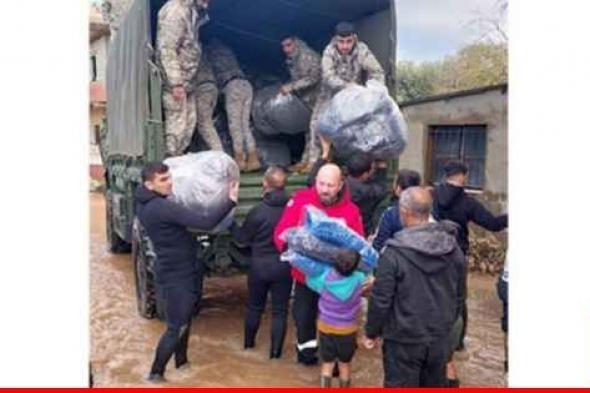 الجيش: إغاثة المواطنين جراء ارتفاع منسوب المياه في النهر الكبير بالشمال وتوزيع مساعدات في السماقية