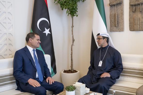 الامارات | منصور بن زايد يلتقي رئيس حكومة الوحدة الوطنية في ليبيا على هامش القمة العالمية للحكومات