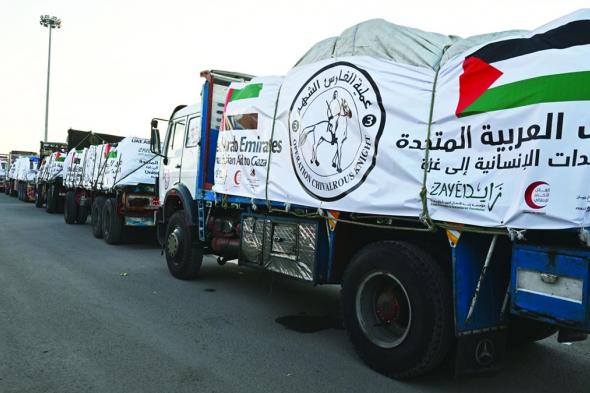 الامارات | 11 شاحنة مساعدات إنسانية إماراتية تدخل غزة