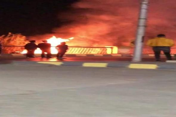 اندلاع حريق هائل في الزراعات الكائنة على الطريق الدائري بمدينة بني سويف