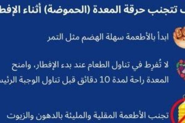 كيف تتجنب الحموضة أثناء الصيام؟ 6 خطوات تقدمها الصحة العالمية