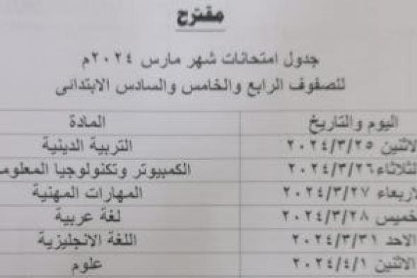 جدول امتحانات شهر مارس لطلاب أولى ثانوى بالجيزة.. تنطلق 24 مارس