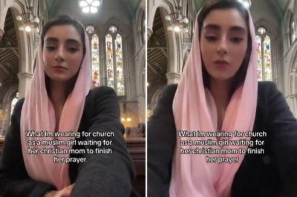 تراند اليوم : شاهد.. فتاة مسلمة توثق هيئتها عندما تذهب مع والدتها المسيحية للكنيسة