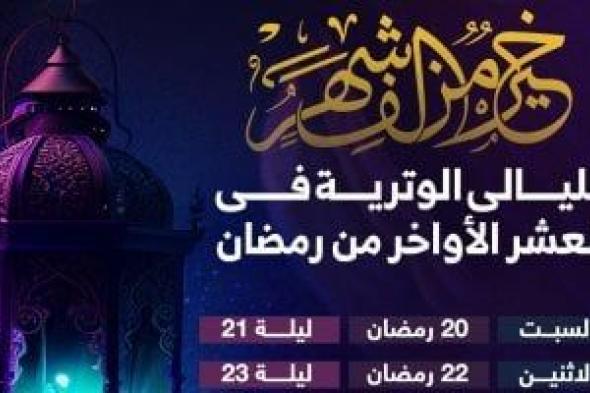 تبدأ 30 مارس.. مواعيد الليالى الوترية فى العشر الأواخر من رمضان "إنفوجراف"