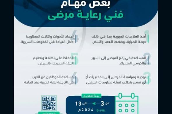 السعودية | “التخصصات الصحية” تعلن بدء التقديم على برنامج “فني رعاية مرضى”